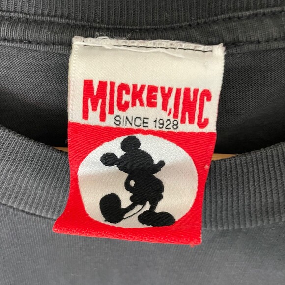 Vintage Disney Mickey Mouse Single Stitch Gold Embroidery Size L Black Tee - Picture 2 of 9